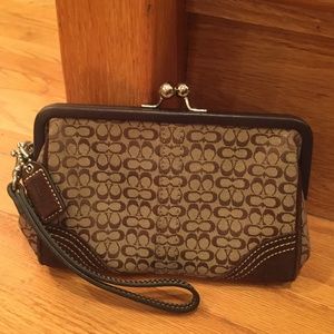 Coach brown suede wristlet
